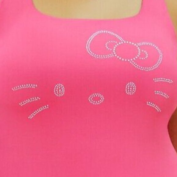 Girls Hello Kitty Rhinestone Bodysuit Women's Fashion Hot Pink Size S - Picture 2 of 4